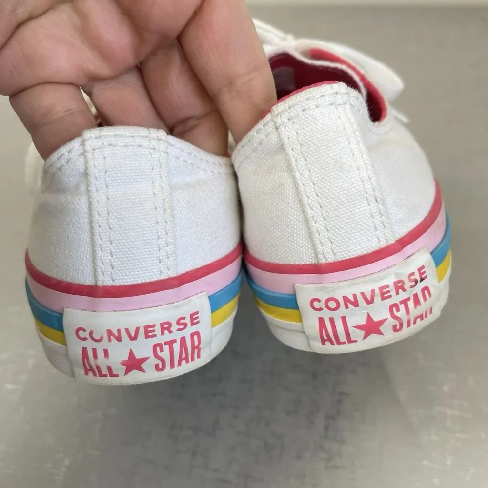 Converse All Star Girls Youth 4 Chuck Taylor‎ Low Top Sneakers White/ Rainbow